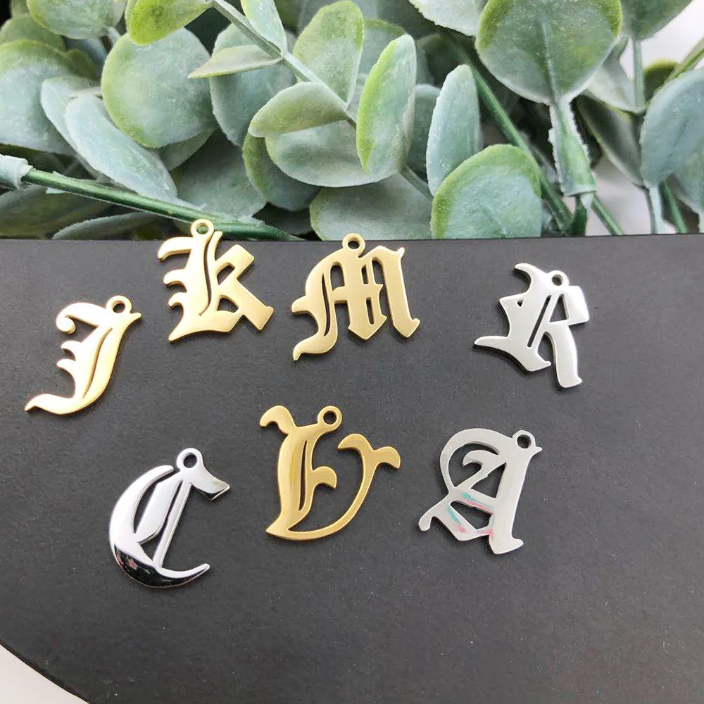 

26pcs stainless steel letters bracelet charms Stamp Initial A-Z size 12*16mm single hole alphabet Pendent Charm DIY Jewelry
