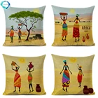 Африканской женщины декоративное хлопковое белье Наволочка на подушку Африки Safari Подушка Чехол Национальный костюм диван домашний декор наволочка