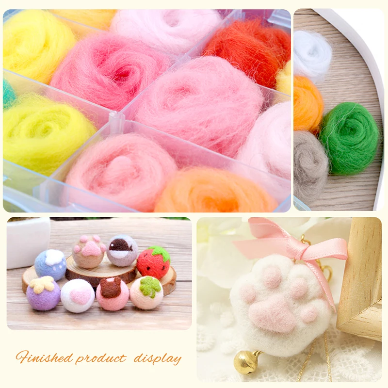 MIUSIE Wool Felt Kit Needle Felting Tool Wool Fibre Felt Fabric DIY Handmade Wool Craft Needle Felting For Felting Craftwork images - 6