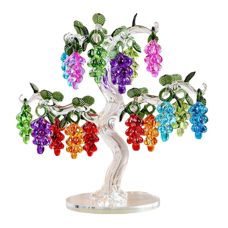 

Crystal Grape Tree with 18 12 8 6 Grapes Fengshui Craft Home Decor Figurines Christmas New Year Gifts Souvenirs Decor Ornament