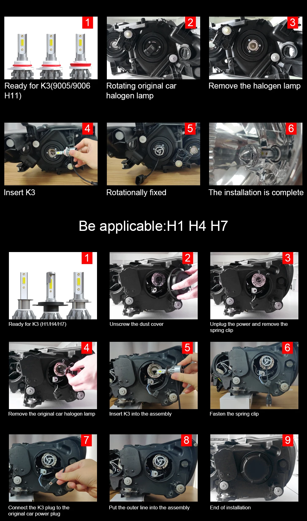 2X12 V 6000K H4 светодиодный H7 Авто головной светильник лампа автомобиля головной светильник s H1 H8 H11 9006 hb4 9005 9004 H27 880 H3 светодиодный светильник s