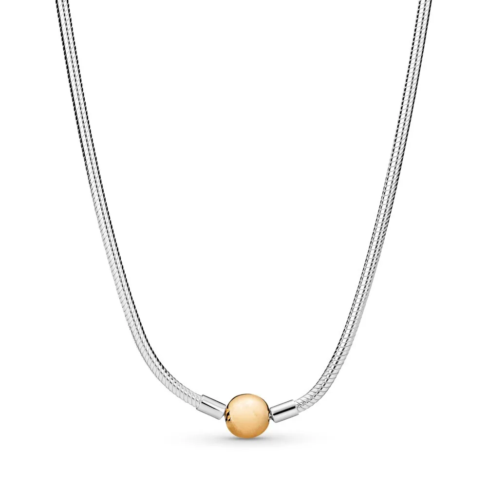 

Sterling Silver 925 Moments Snake Chain Necklace Jewelry Fit 18k Charms to Gift for Women