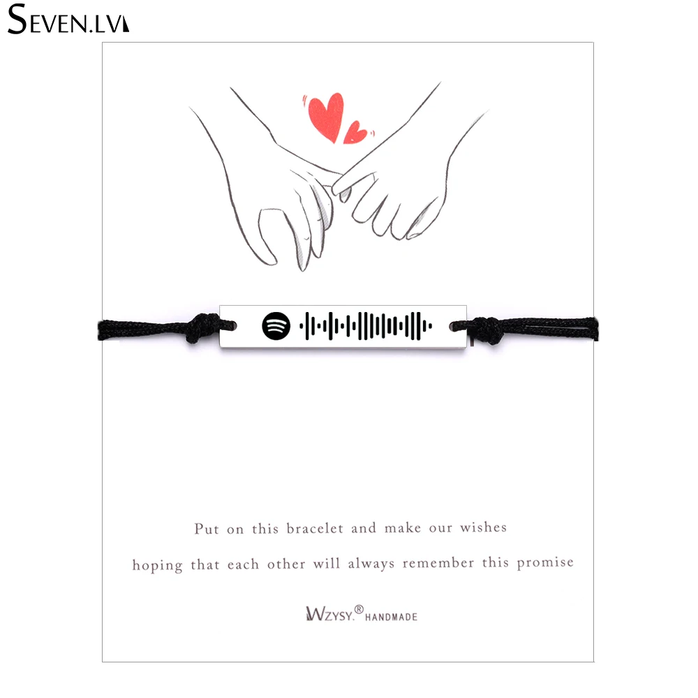 

Custom Spotify Code Music Bracelet Stainless steel jewelry hand woven rope bracelet creative song card jewelry for women men