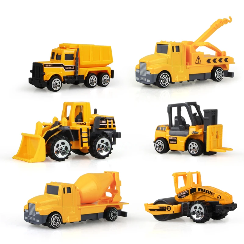 

6pcs/set mini Diecasts Car alloy construction vehicle Engineering Car Dump Truck Artificial Model Toys For boy kids