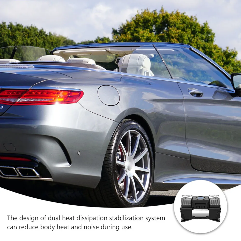 

12V Car Air Pump Double Cylinder Portable Emergency Tire Pump for Car Auto