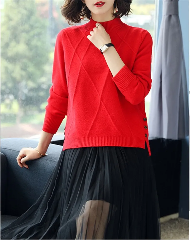 

Autumn Winter Women Sweaters And Pullovers Korean Style Long Sleeve Sweater Black