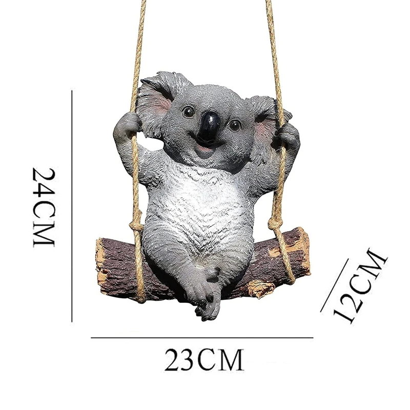 

Koala Bear Swing Creative Garden Statue Decor Hanging Cute Animal Resin Simulation Sculpture for Outdoor Indoor
