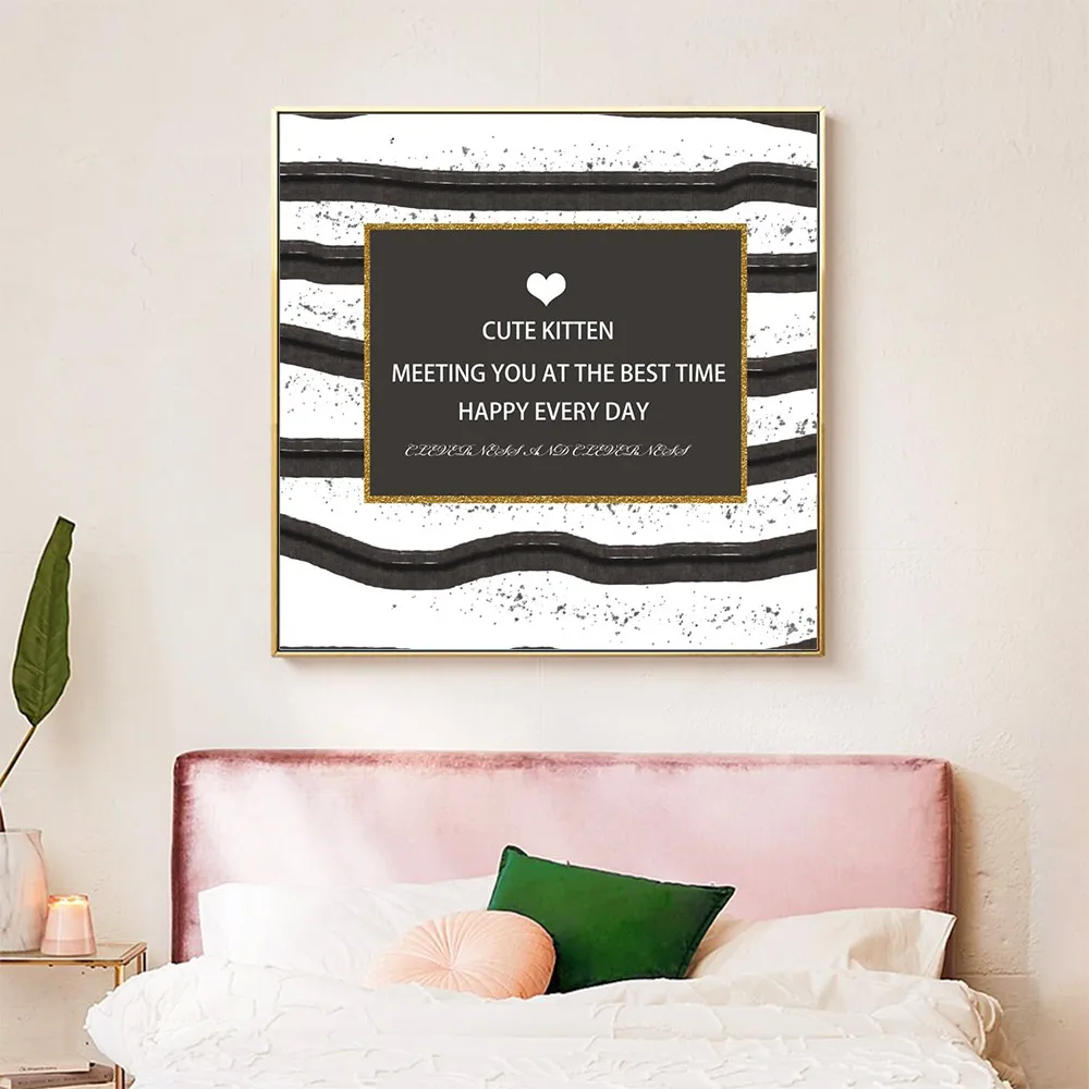 

Cartoon animal decorative painting funny bear canvas painting black and white wall art poster nordic home decor