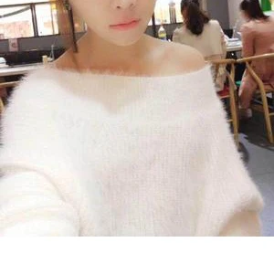 2018 Autumn Winter Women Off The Shoulder Sweater Faux Mink Cashmere Korean Long Loose Solid Color Pullover | Женская одежда