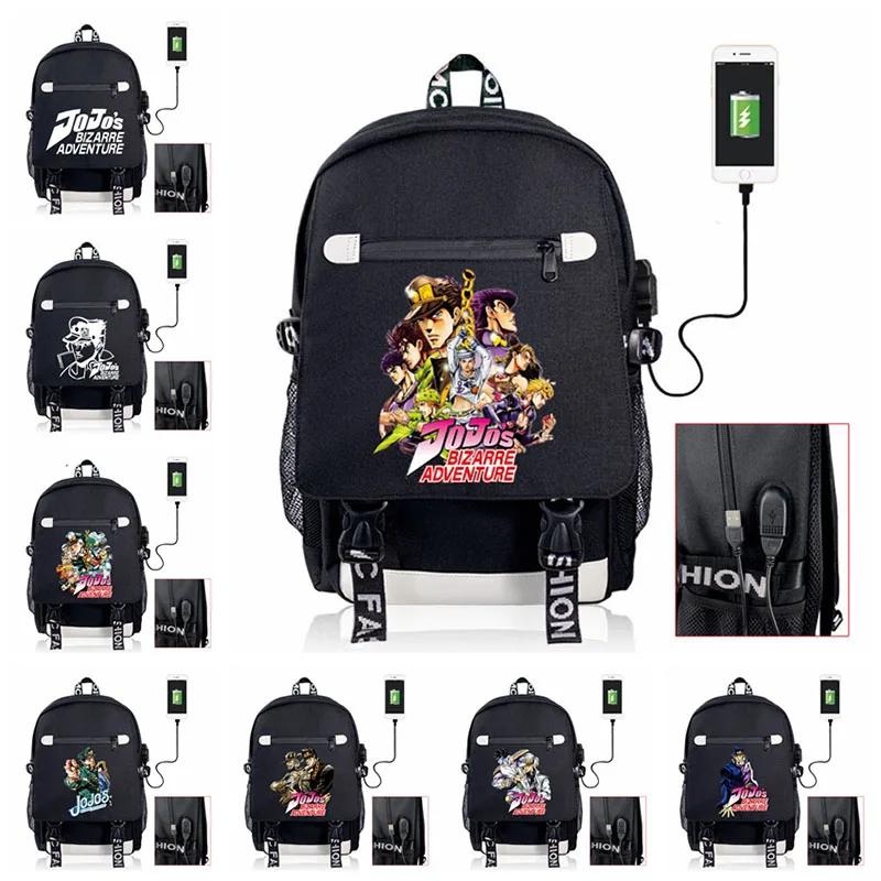Bolsas de Viagem para Mulheres dos Homens Bolsas do Portátil Kujo Jotaro Jojo Bizarre Aventura Bizarra Anime Náilon Escola Mochila Meninos Meninas Cosplay Mochilas s