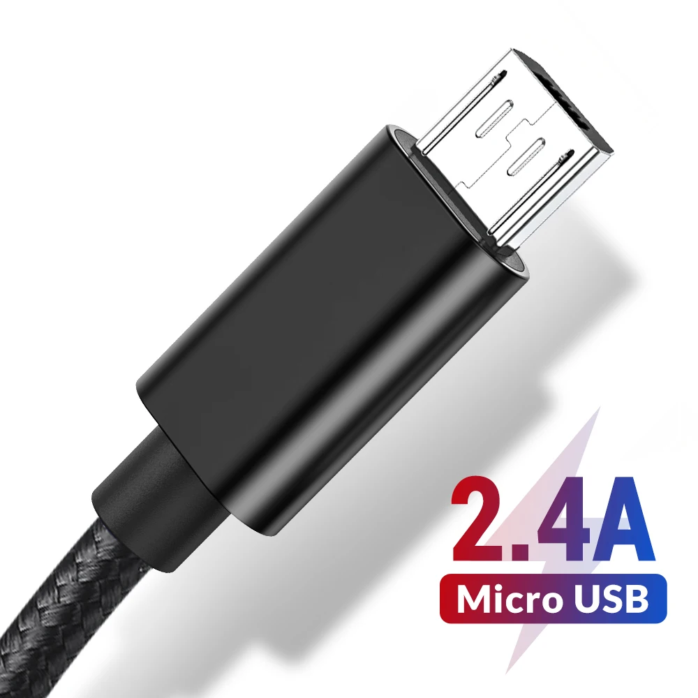 Кабель Micro USB 2 4 А для быстрой зарядки и передачи данных нейлоновый зарядный шнур