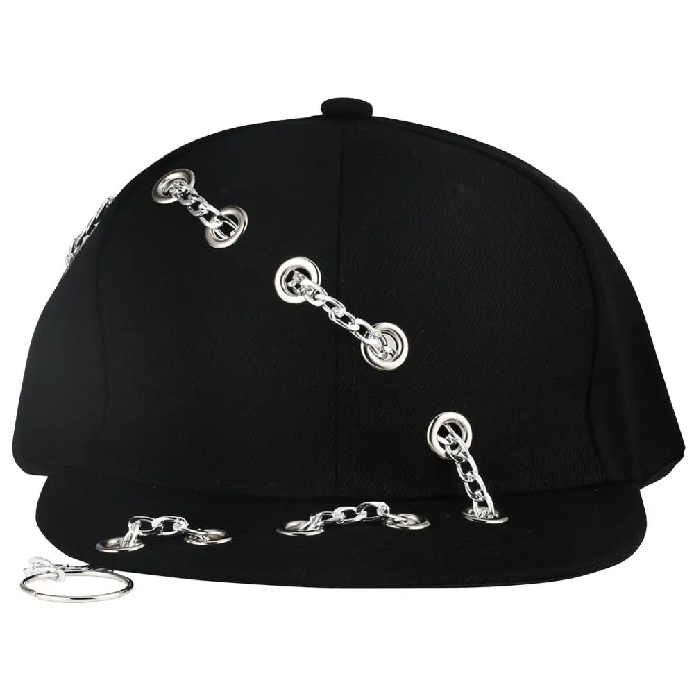 Железные кольца-цепочки Gorras хип-хоп кепки бейсболки мужские Регулируемые повседневные однотонные унисекс шапки Дети панк рок стиль пирсинг Tide шляпа