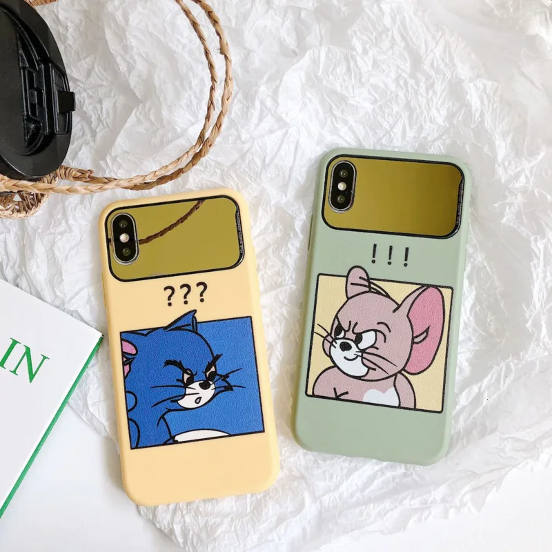 Cartoon funny cat and mouse phone case for iPhone X XS XR XSMax 8 7 6 6S PluS all-inclusive soft shell drop protection cover |