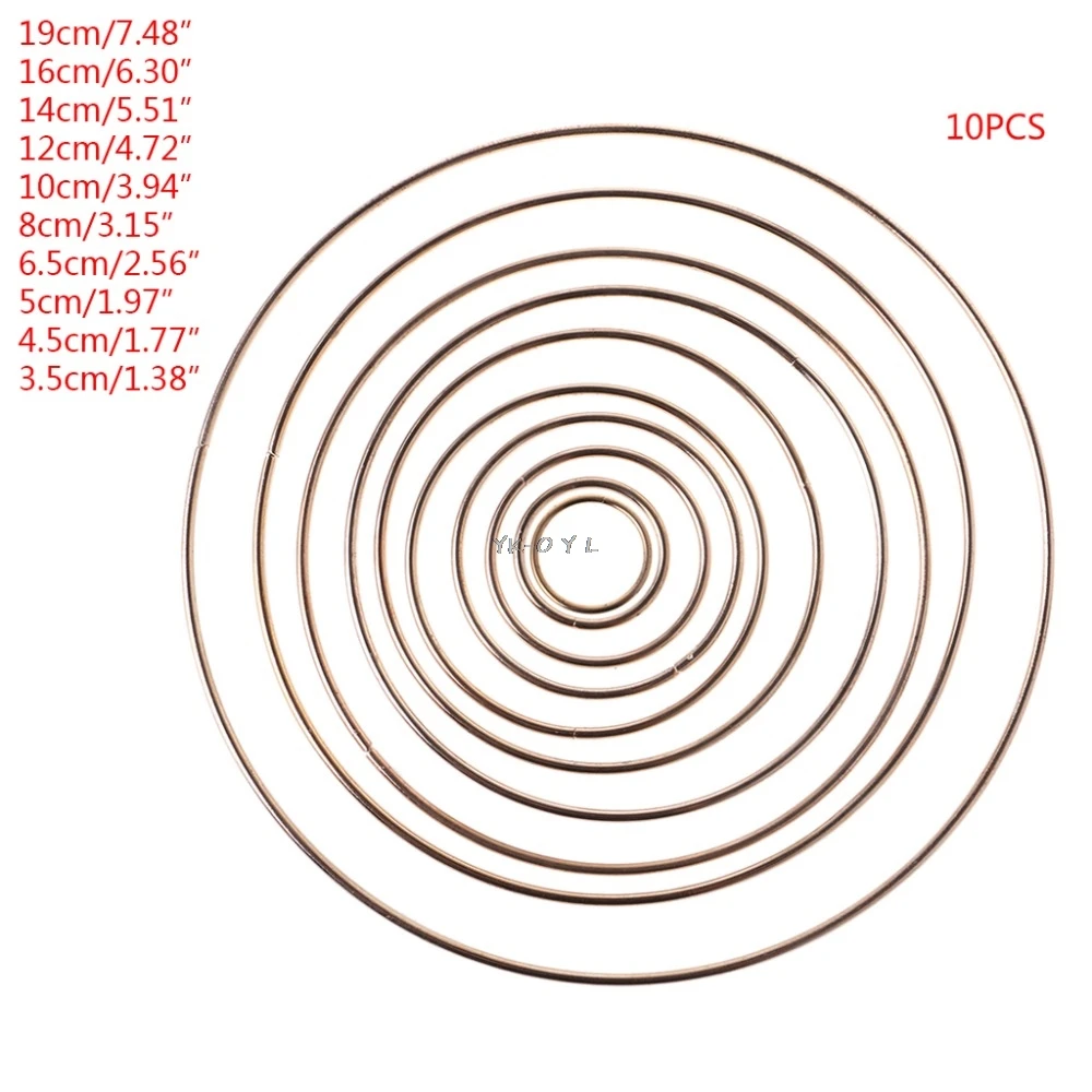 

10 шт./компл. золото металл Ловец снов кольцо «Ловец снов» макраме ремесло обруч DIY аксессуары 35-190 мм 10 Szies