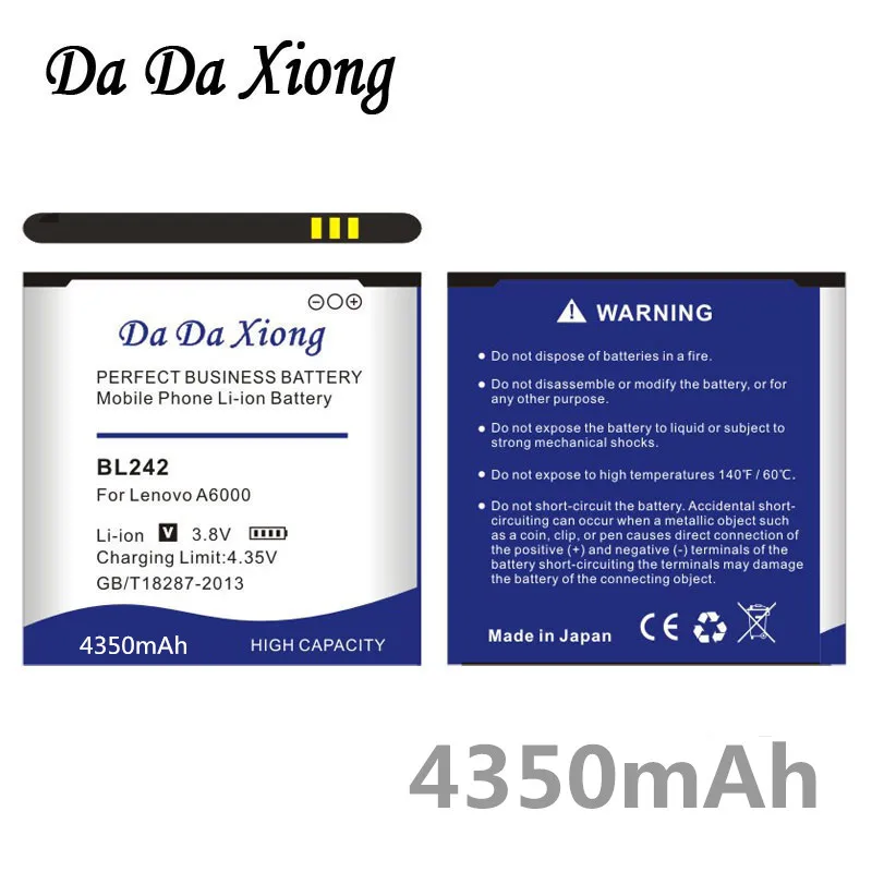 Аккумулятор Da Xiong 4350 мА/ч, BL242 Батарея для lenovo A6000 A6010 A3860 A3580 A3900 LeMeng K3 K30-T K30-W