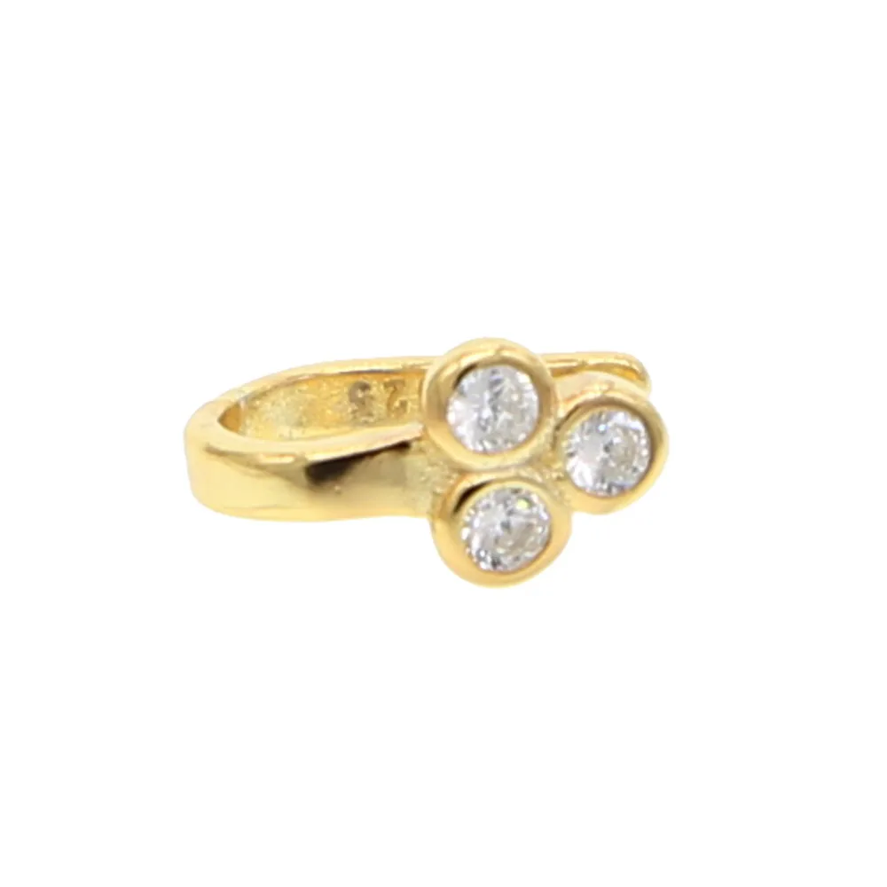 Женские серьги манжеты из серебра 100% пробы с тремя камнями|Серьги-клипсы| |