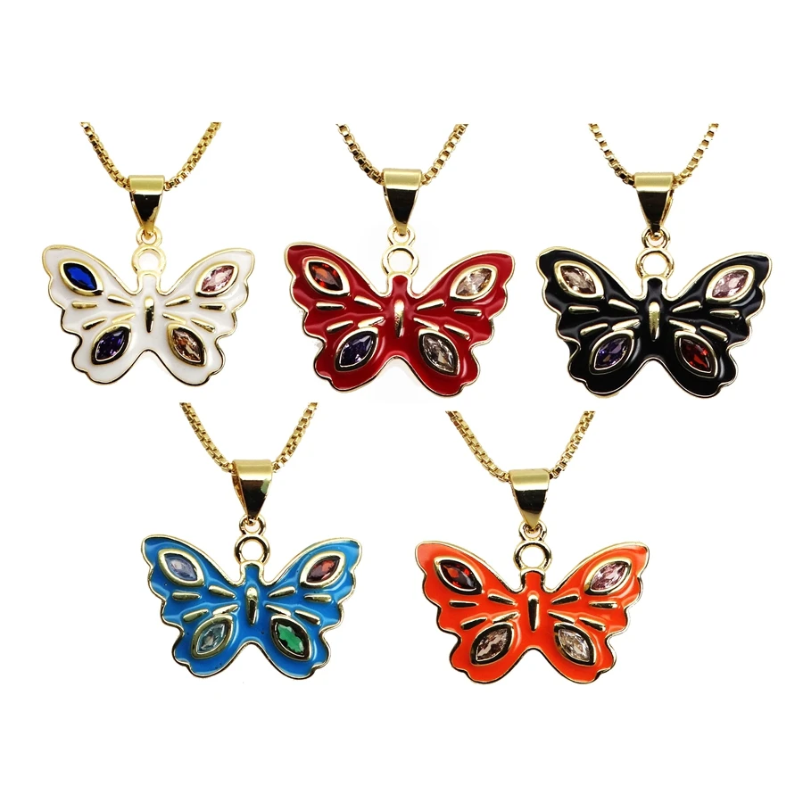 Ожерелье с подвеской-бабочкой капли масла микро циркон подвески медное