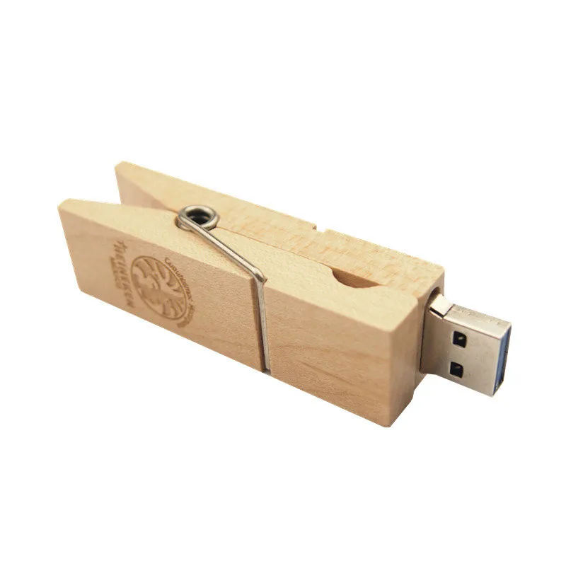 Креативный стиль USB флэш-накопитель с деревянным зажимом 3,0 8GB 16GB 32GB Pendrive 64GB Memory Stick фотография подарок(более 10 шт бесплатный логотип
