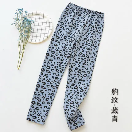 Леггинсы для девочек с леопардовым принтом Детские хлопковые штаны на весну и
