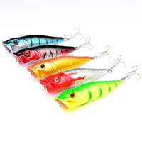 1pcs fishing lures topwater popper bait 12g 9 5cm hard bait artificial wobblers plastic fishing tackle with 6 hooks