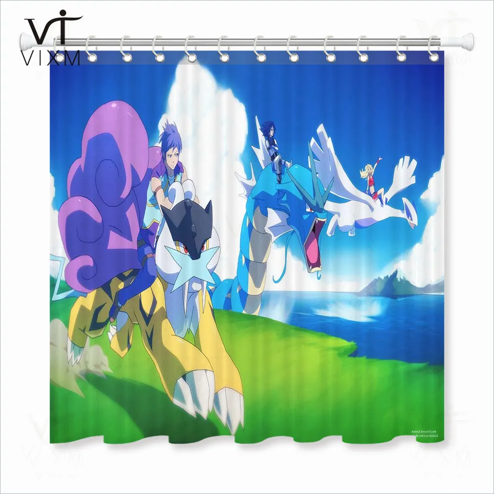 Мультяшная занавеска PokemonShower забавная японская аниме Водонепроницаемая для