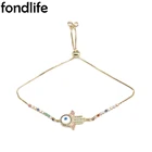 2021 трендовый Фатима браслет для женщин сглаза позолоченная Регулируемая цепочка CZ браслет Свадебная вечеринка подарок фестиваль подарок