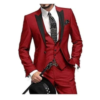 2021 men suits for wedding skinny red custom made peak lapel groomsmen best man tuxedo 3 piece terno set%ef%bc%88blazervestpants