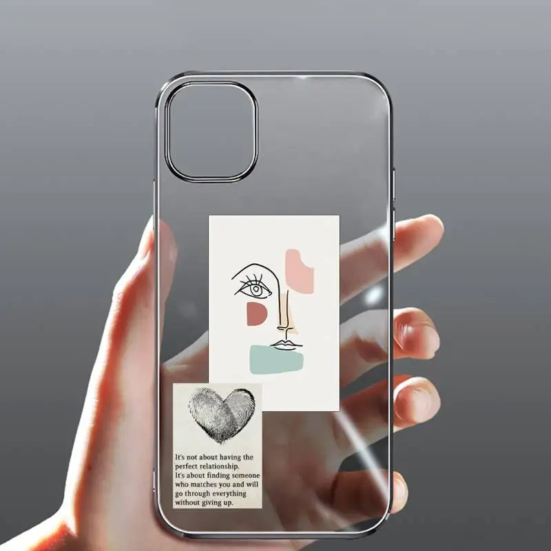 

Artistic Face Letter Aesthetic Phone Case Transparent for Clear iPhone case 11 12 mini pro XS MAX 8 7 6 6S Plus X 5S SE 2020 XR