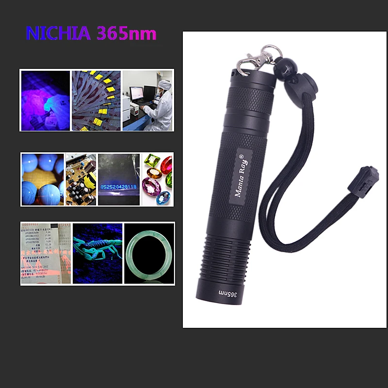 S9 Nichia 365nm 6 Вт Светодиодный УФ лампы 18650 365 нм ультрафиолетового флэш светильник