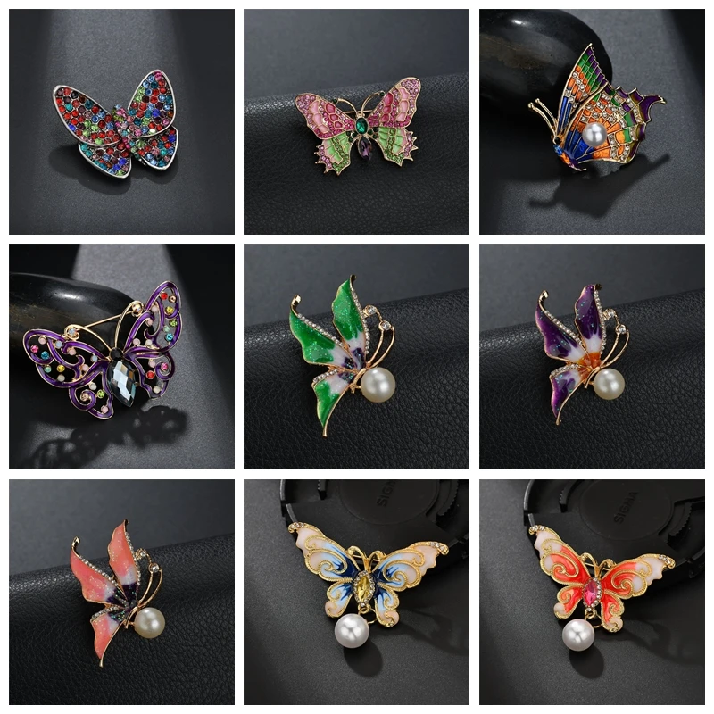 2019 новые модные брошки бабочки со стразами для женщин винтажные эмалированные