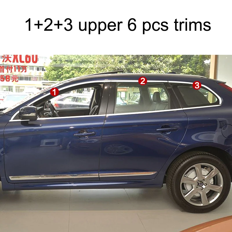Lsrtw2017 304 нержавеющая сталь окна автомобиля планки для volvo xc60 2009 2010 2011 2012 2013 аксессуары - Название цвета: 6 pcs trims 2