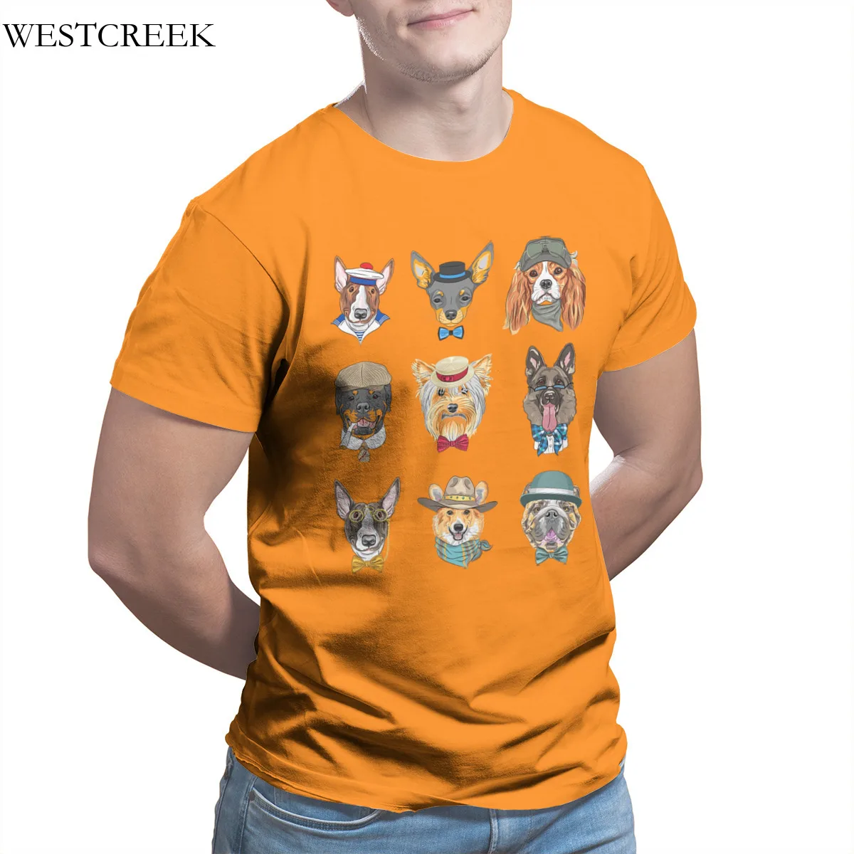 

Men's T-shirt Dog Lover 100% Cotton Funny Short Sleeve Sleeve Streetwear Hip-Hop Tees 34385