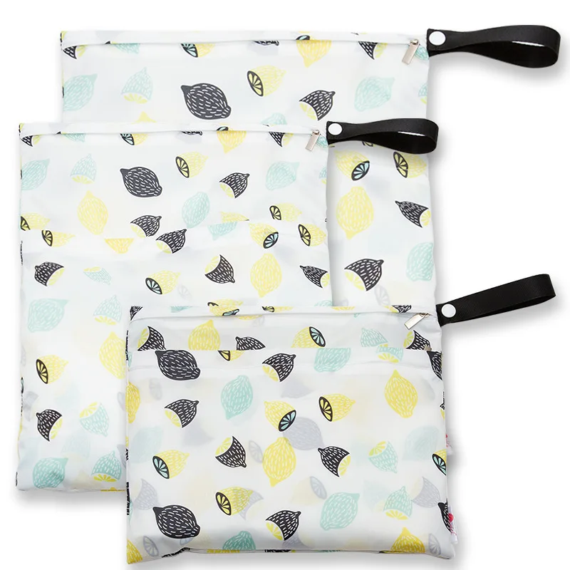 Bolsa de pa&ntilde;ales estampada para beb&eacute;, impermeable, pa&ntilde;al seco, con cremallera, bolso para cochecito, bolsa de viaje al aire libre, bolsa de almacenamiento de pa&ntilde;ales-2