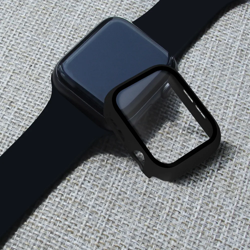 Чехол+ закаленное стекло для Apple Watch, 40 мм, 44 мм, серия 5, 4, защита для экрана, чехол-бампер для iwatch, серия 3, 2, 1, 38 мм, 42 мм