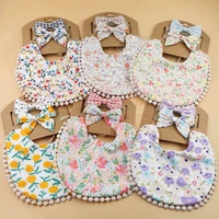 3 pack baby headband saliva towel floral print newborn double sided bib boy and girl hiccup cloth feeding blouse
