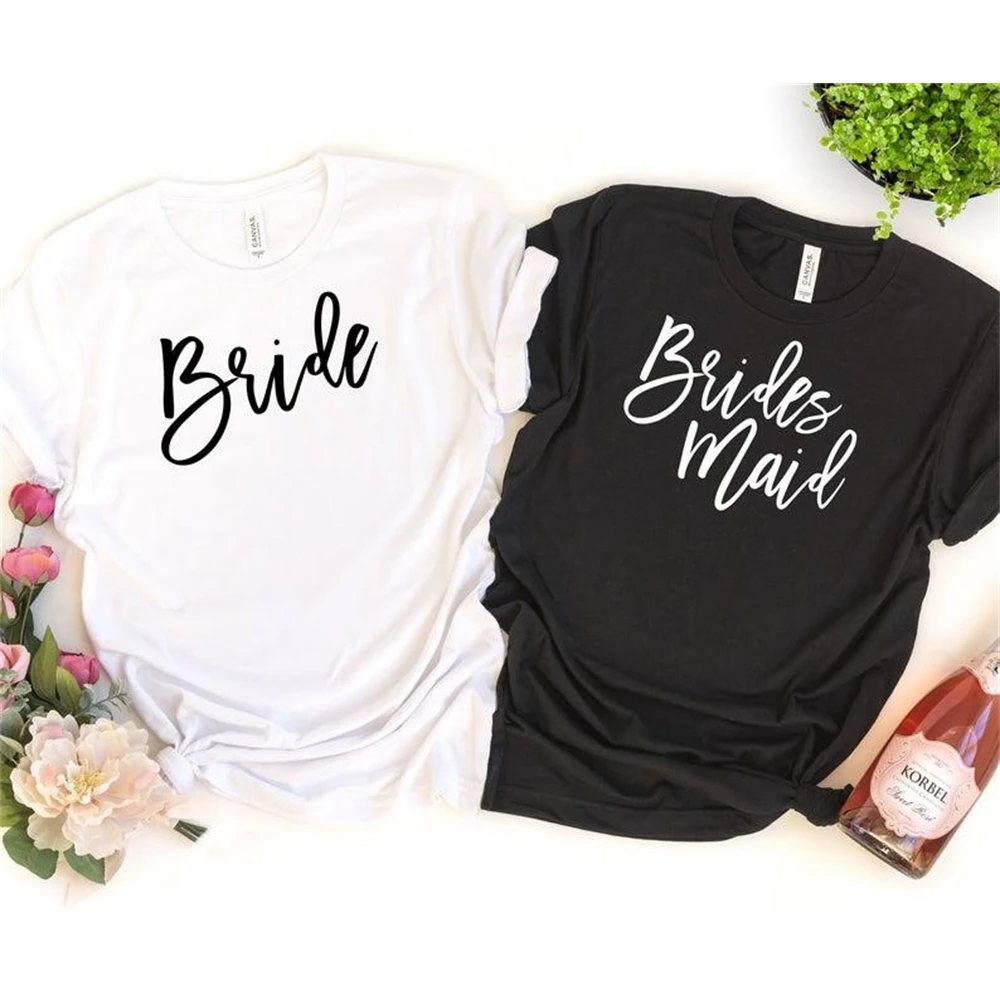 

Women's T-Shirt Bridesmaid Bride Gift Bachelorette Party Shirt Aesthetic O Neck Casual Short DCQL