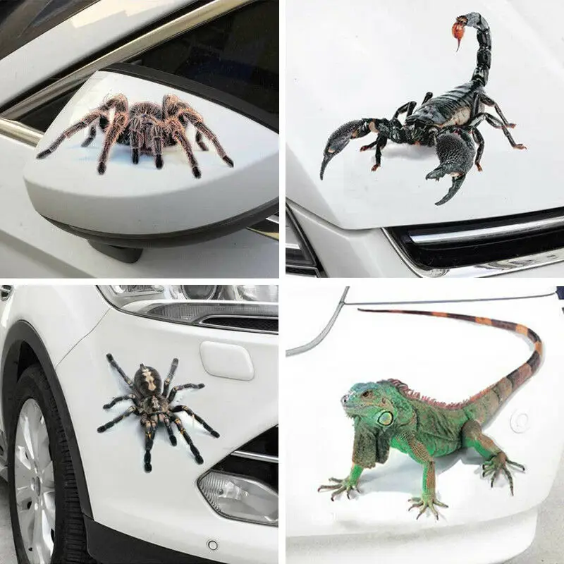 3D Автомобильная наклейка животные бампер паук Гекко скорпионы абарт Виниловая