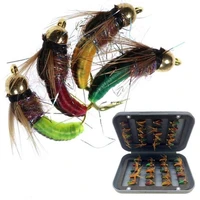 for trout fishing artificial insect bait lure fishing bait brass bead head fast sinking nymph scud fly bug worm