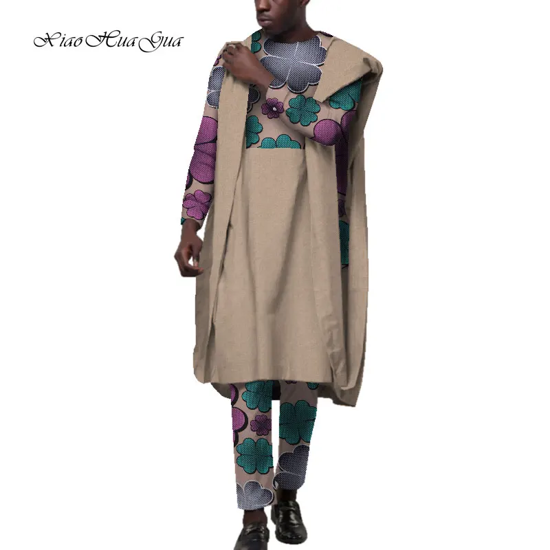 3 шт. Африке мужского комплекта бизнес мужские рубашки в африканском стиле костюм