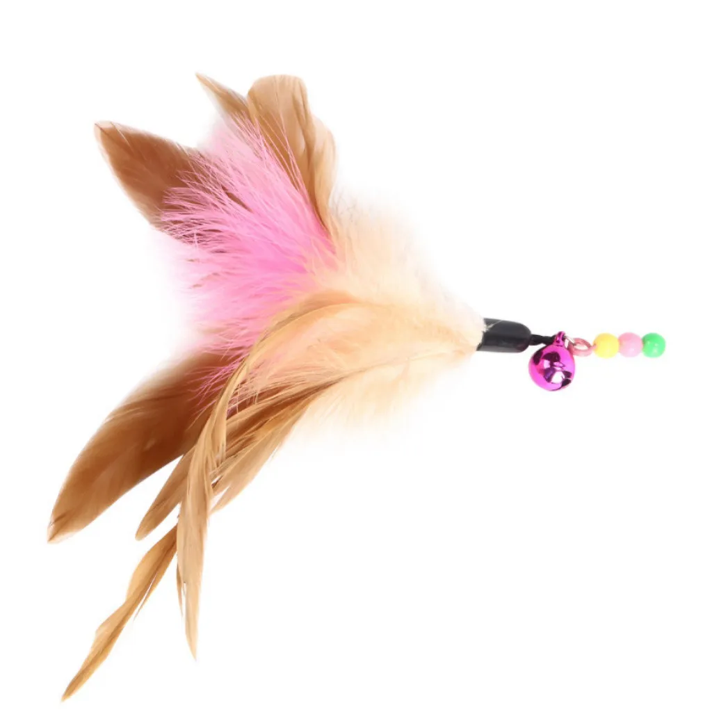 

Feather Wand Toys Fun Cat Feather Dangler Bell Wand Teaser Rod Play Pet Game Toys Colorful Feather Teaser Play Pet Dangler Cat