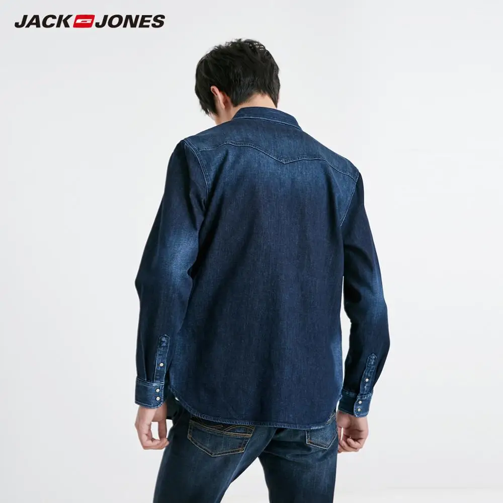 Джинсовая рубашка JackJones Мужская базовая повседневная с длинным рукавом 219105551 |