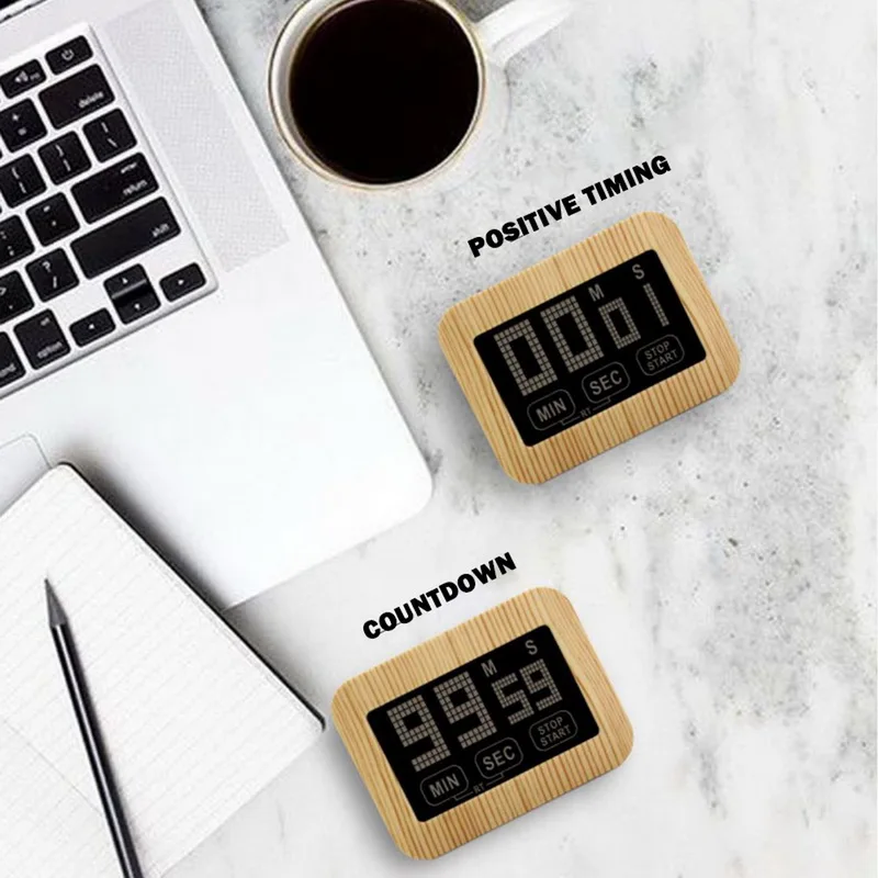 LCD Touch Screen Kitchen Timer Magnetic Digital Count Up And Down Cooking Movement Reminder Electronic Alarm Clock / | Дом и сад
