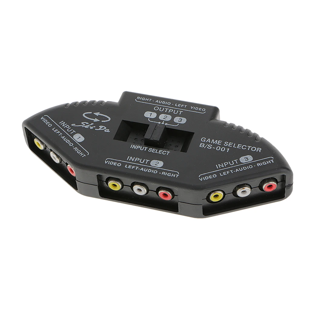 AV мульти вход выход 3-Way RCA аудио Селектор Видео переключатель коробка черный