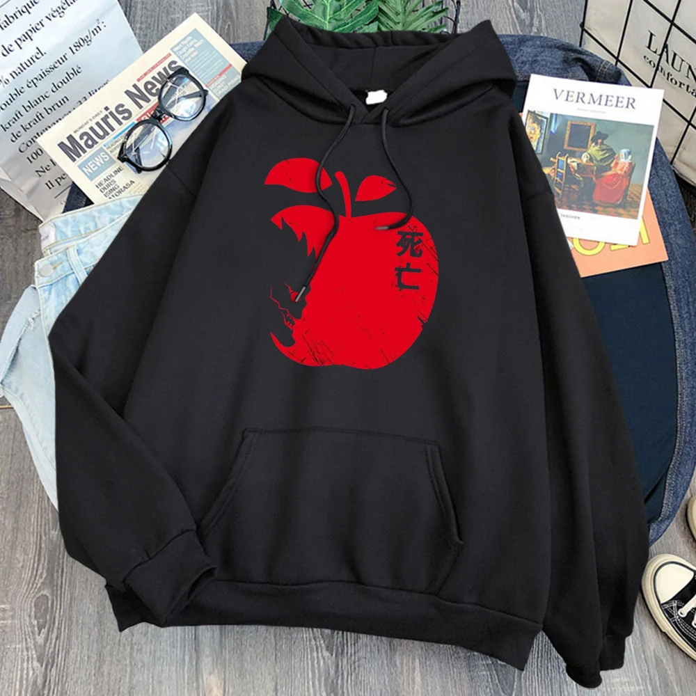 

Anime Death Note Print Sweatshirt Man Harajuku Loose Cartoon Hoodies Fashion New Autumn Fleece Warm Black Sweatshirts Hooded
