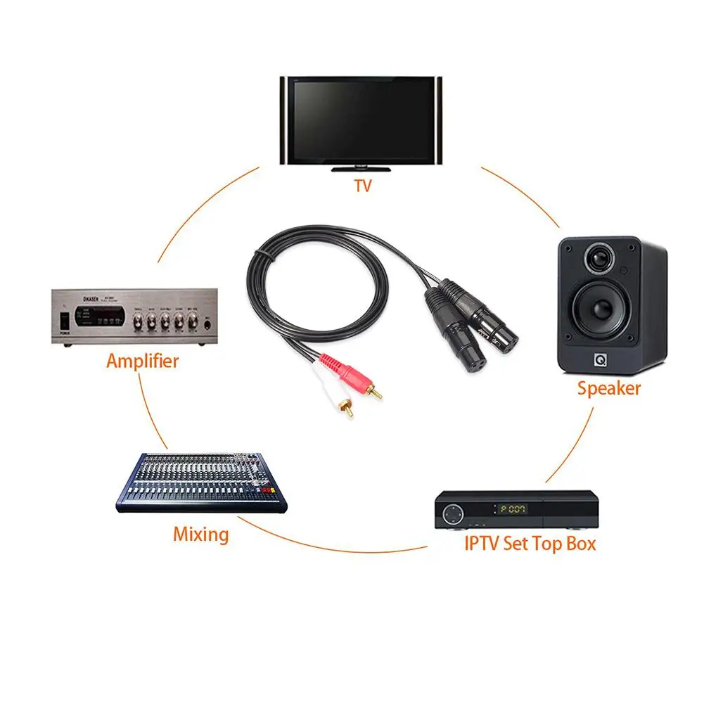 Двойной RCA штекер к XLR 2 HIFI стерео аудио кабель для подключения микрофона микшера
