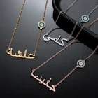 Индивидуальное ожерелье с арабским именем и бриллиантом, цепочка от сглаза, исламские ожерелья из нержавеющей стали, ювелирные изделия, рождественские подарки маме