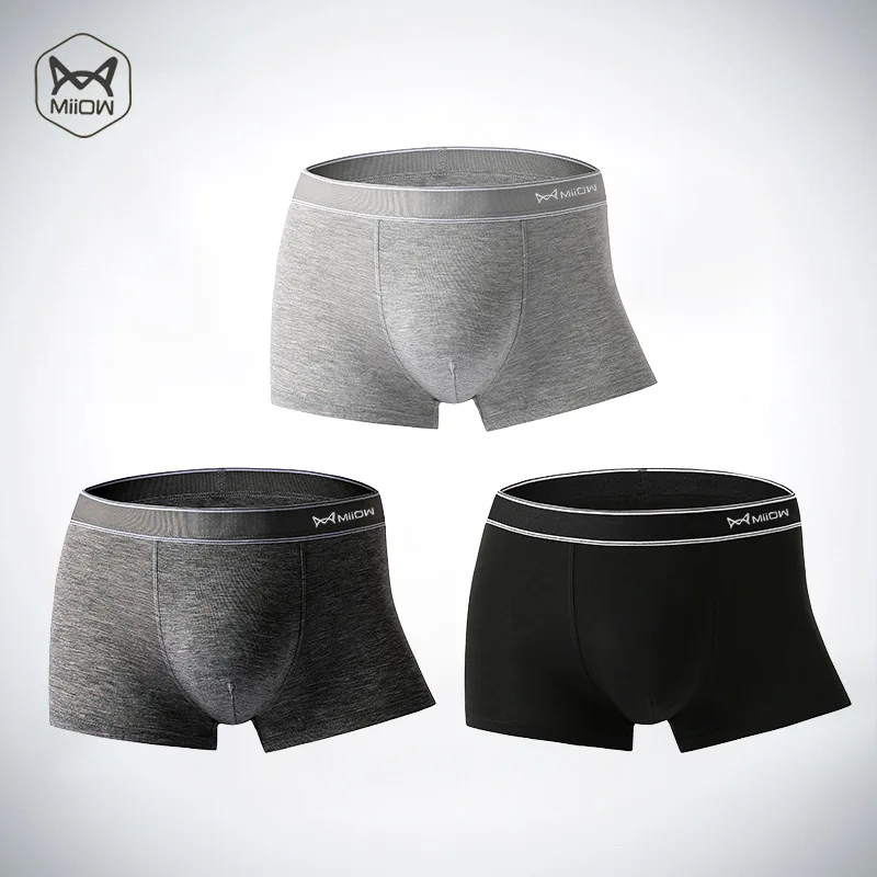 3pcs  Men's underwear modal boxer shorts mid-waist solid color graphene antibacterial boxer briefs 0 011