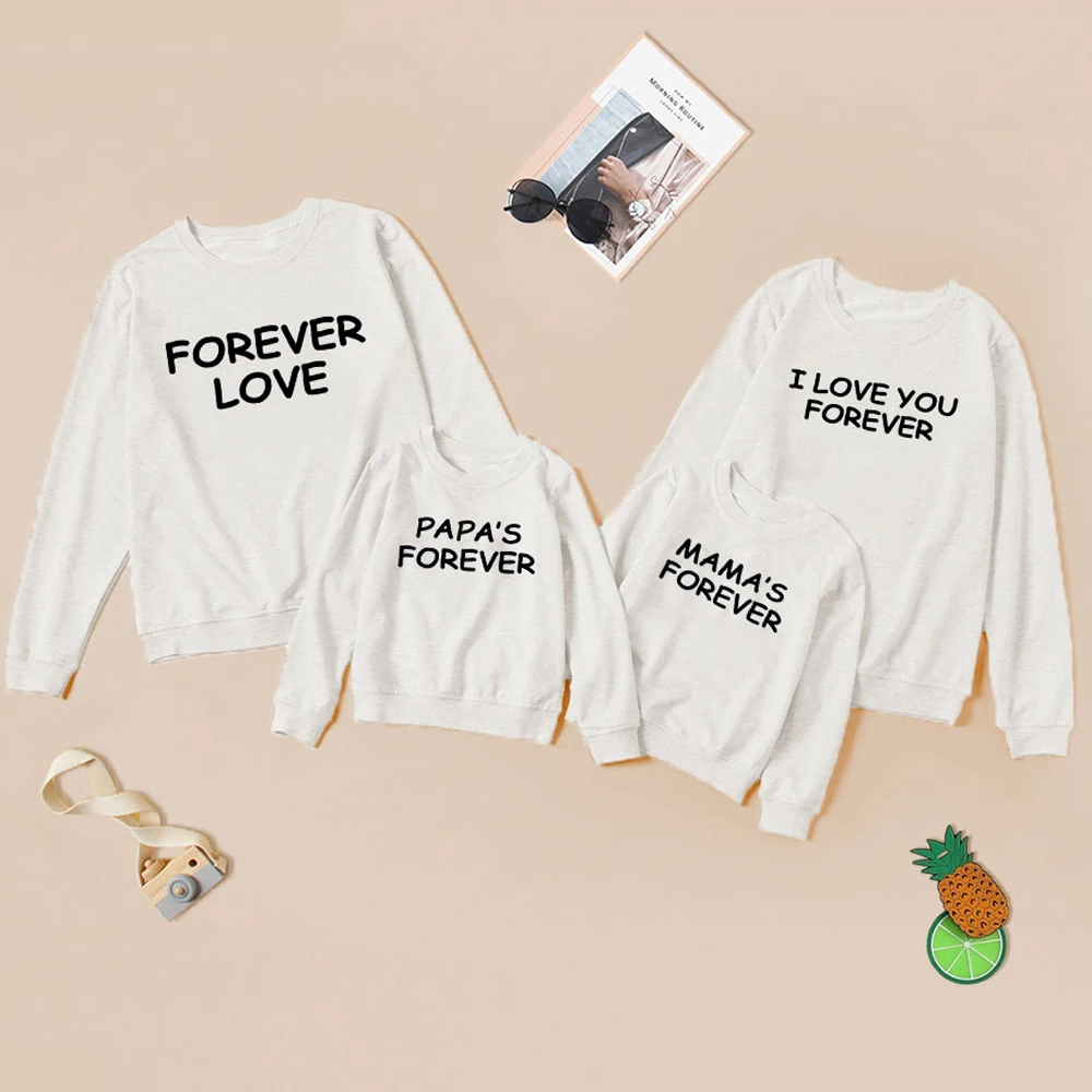 Одежда для мамы и меня хлопковый свитшот с принтом вечная любовь Семейный