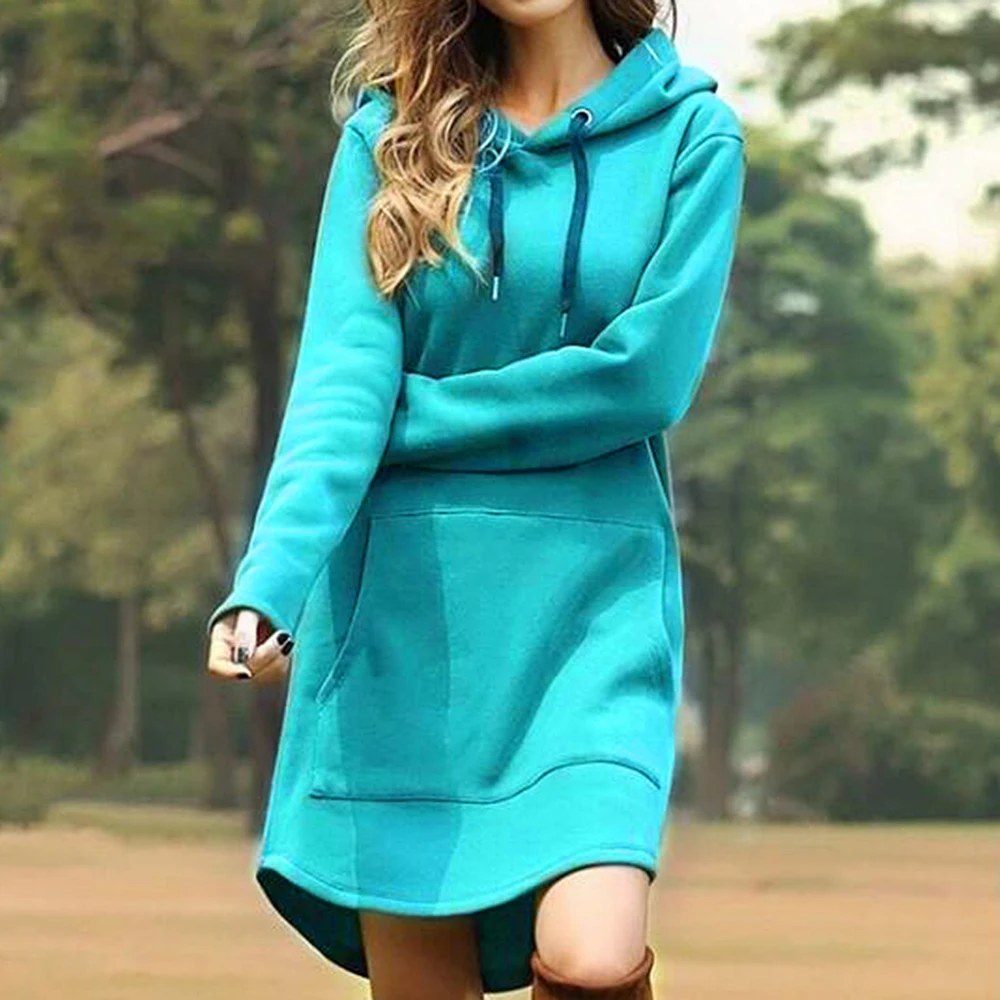 

New Hoodie Women Dress Casual Hooded Pocket Long Sleeve Pullover Sweatshirts Womens Fashion Hooded Autumn Winter Dropshipping