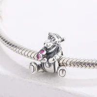 925 sterling silver cartoon animal tiger small anime enamel flower bracelet charms diy jewelry making for original pandora